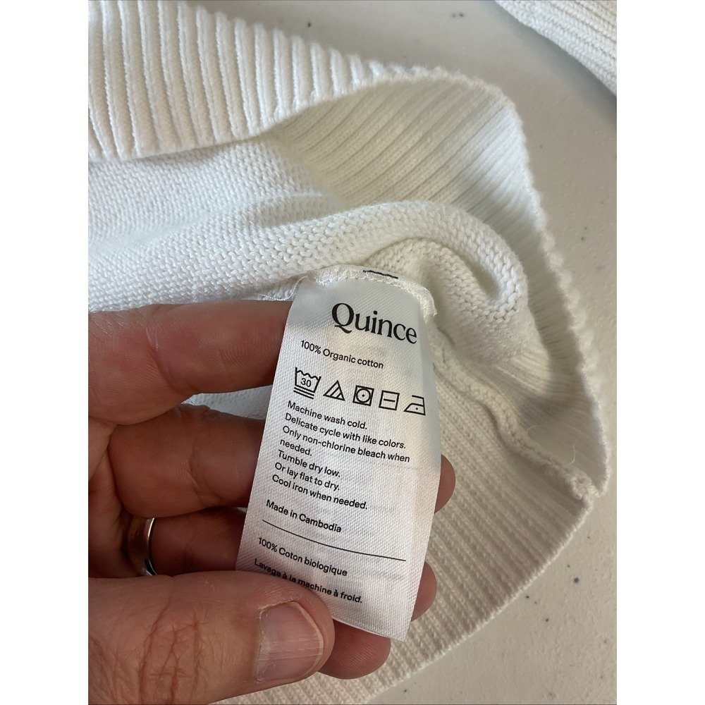 Quince‎ Women 100% Organic Cotton Mock Neck Sweater White Long Sleeved Top S - Picture 6 of 9